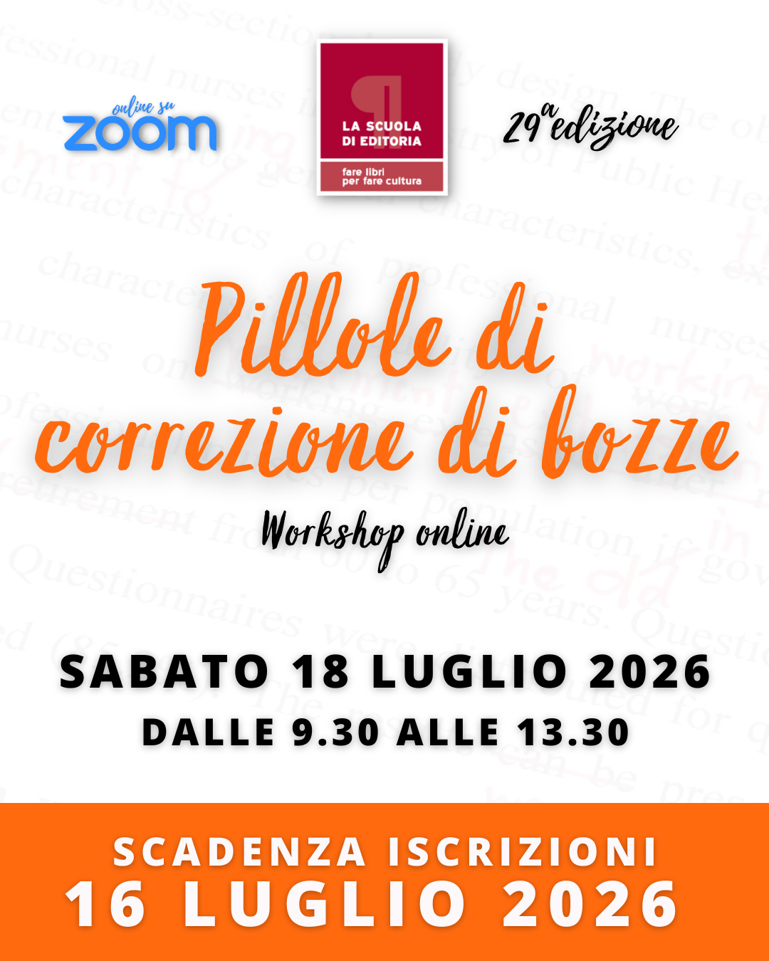 Workshop online "Pillole di correzione di bozze" - 29a edizione
